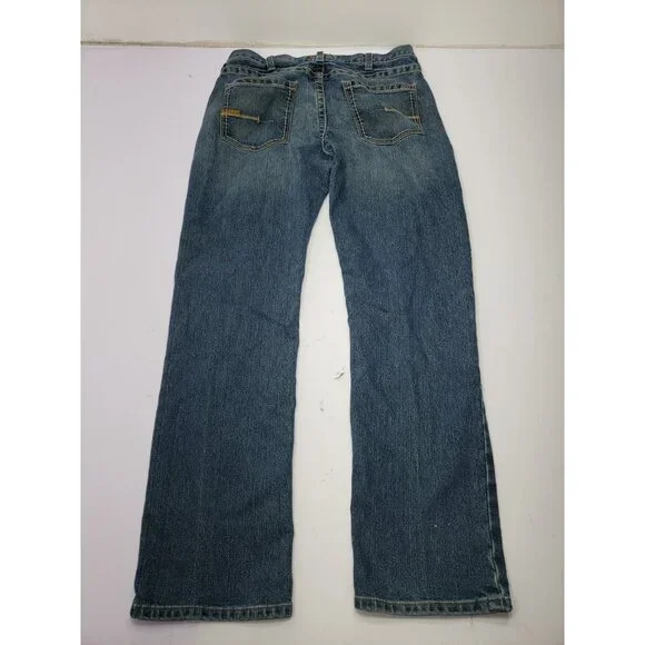 Ariat Men’s M4 Low Rise Dark Wash Denim Blue Boot Cut Jeans Size 34/34 MX12FA16 - Picture 11 of 16